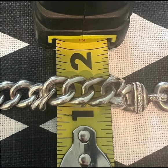DAVID YURMAN Curb Chain Sterling Silver & Diamond Buckle Bracelet. EUC. RARE! - Picture 8 of 9